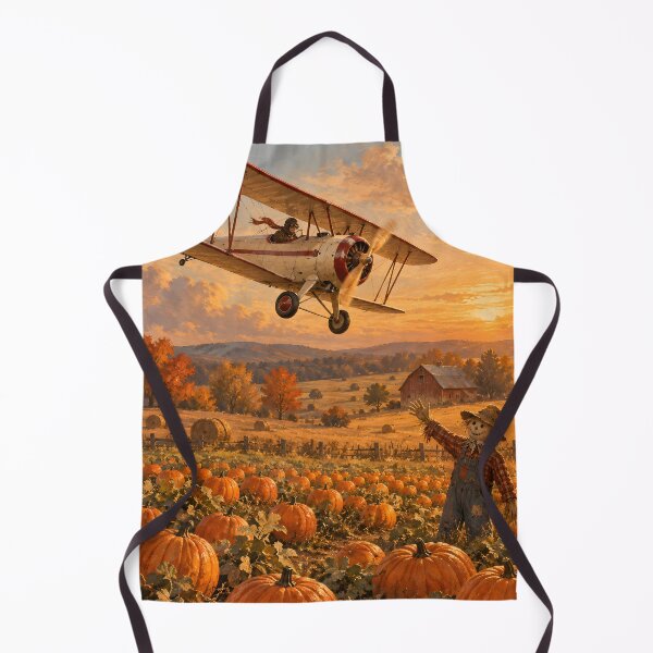 Item preview, Barnstormer Biplane at Sunset over a Pumpkin Field – Fall Aviation designed and sold by EMaviation_.