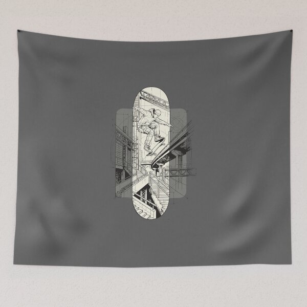 Item preview, Architectural Skateboarding Deck Blueprint Urban Structure Skater Graphic designed and sold by KiwiRider.