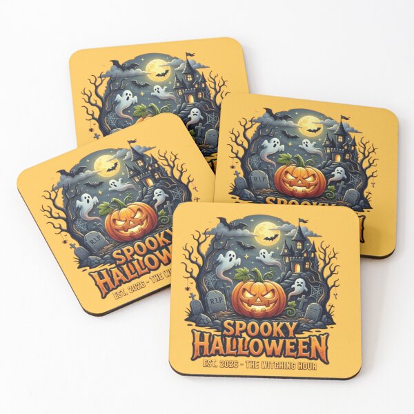 Item preview, Spooky Halloween Pumpkin Haunted House Ghosts and Bats Vintage Design designed and sold by Zoolita   Store.