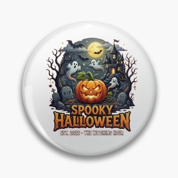 Item preview, Spooky Halloween Pumpkin Haunted House Ghosts and Bats Vintage Design designed and sold by Zoolita   Store.