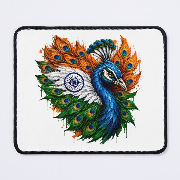 Item preview, Patriotic Indian Peacock – India Flag Saffron White & Green Bird Art designed and sold by Graffiti Magic.