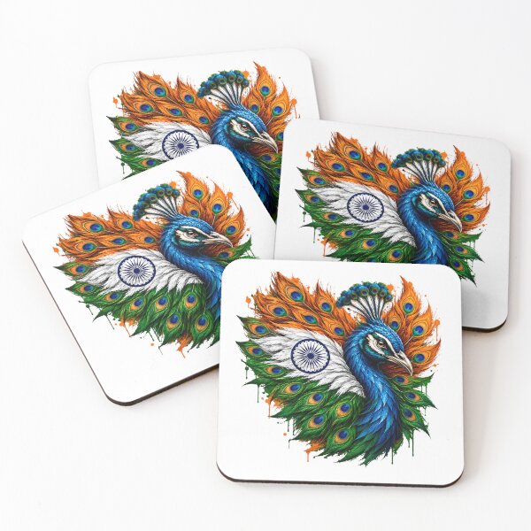 Item preview, Patriotic Indian Peacock – India Flag Saffron White & Green Bird Art designed and sold by Graffiti Magic.