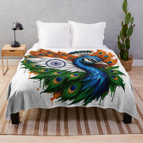 Item preview, Patriotic Indian Peacock – India Flag Saffron White & Green Bird Art designed and sold by Graffiti Magic.