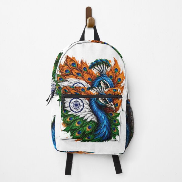Item preview, Patriotic Indian Peacock – India Flag Saffron White & Green Bird Art designed and sold by Graffiti Magic.