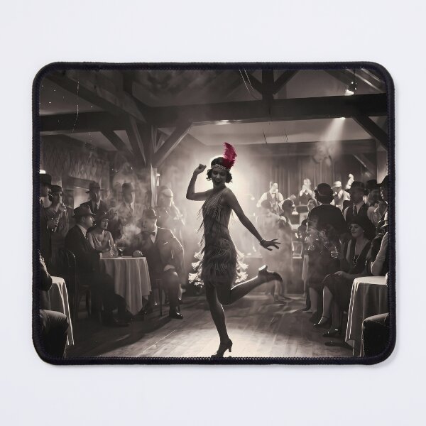 Item preview, Roaring 1920s Speakeasy Flapper Dance - Vintage Black and White with Red Feather designed and sold by TeeBeeDesigns.