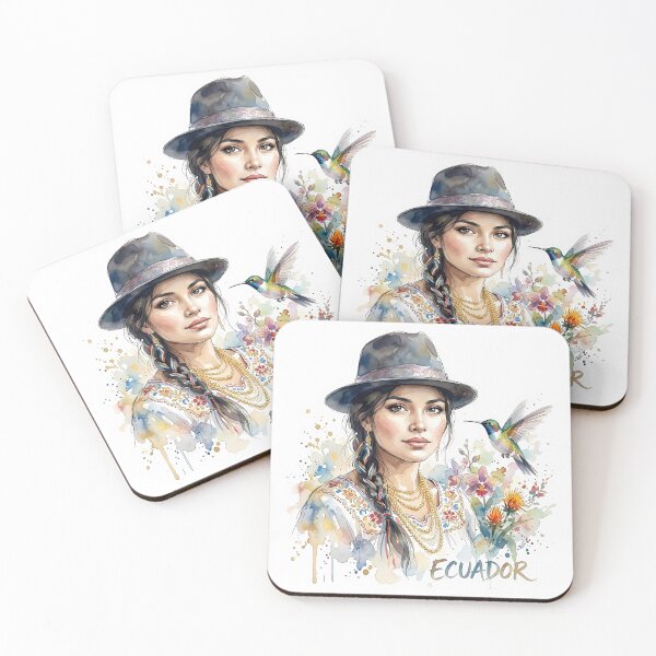 Item preview, Ecuadorian Woman with Hummingbird and Flowers designed and sold by EdwinkOne.