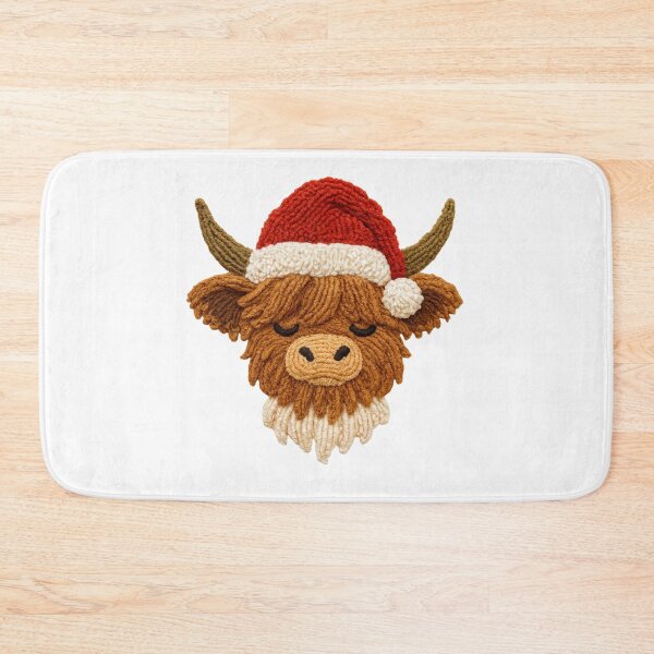 Item preview, Cozy Highland Cow in a Santa Hat | Handcrafted Winter Portrait designed and sold by Krasnovaovaova.