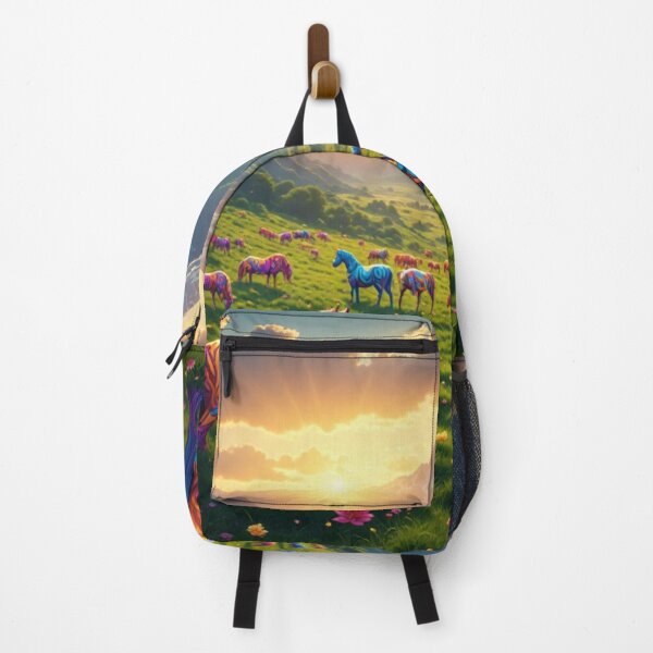 Item preview, Psychedelic Colorful Horses in Mountain Valley Colorful Aesthetic Art designed and sold by AWADHESH CHAURASIA.