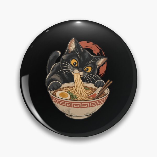 Item preview, Kawaii Cat Eating Ramen Noodles designed and sold by sollunadesignns.