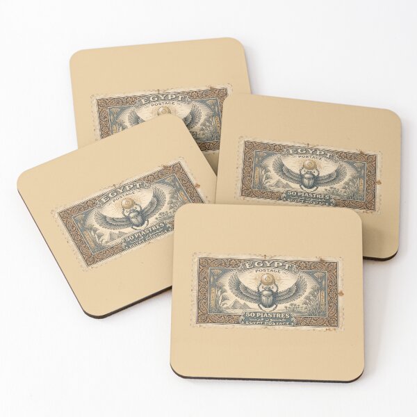 Item preview, Vintage Egypt Scarab Postage Stamp – Historical Fine Art Illustration designed and sold by The Philatelist Studio.