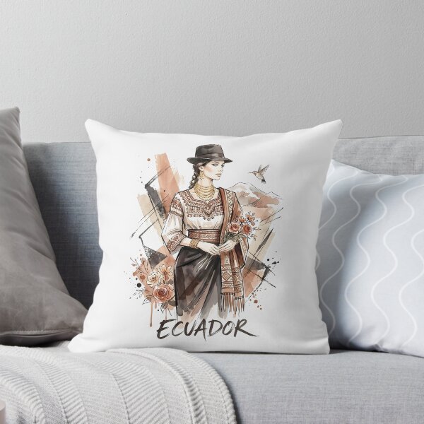 Item preview, Ecuadorian Woman in Andean Watercolor Art designed and sold by EdwinkOne.