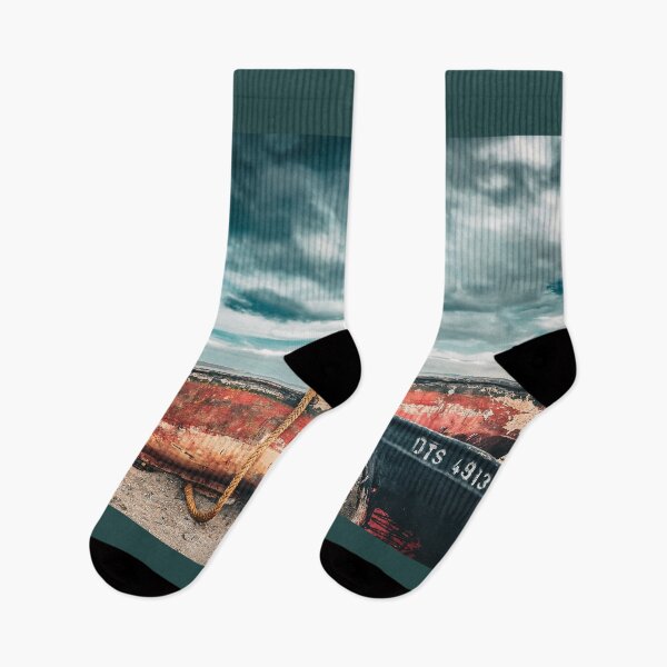 Item preview, Dramatic Clouds with stranded Fishing Boats designed and sold by Coastal Wearable Art & Home Decor.