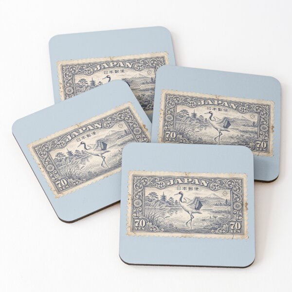 Item preview, Vintage Japan Crane Postage Stamp – Historical Fine Art Illustration designed and sold by The Philatelist Studio.