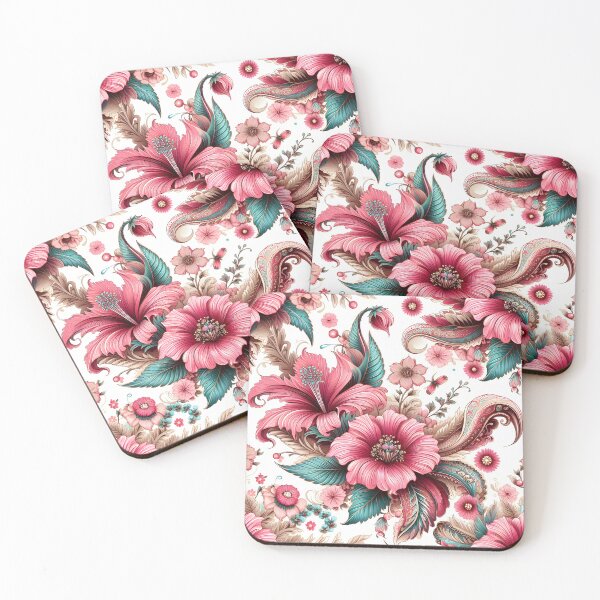 Item preview, Coral Pink Floral Scrollwork designed and sold by Apex Designs.