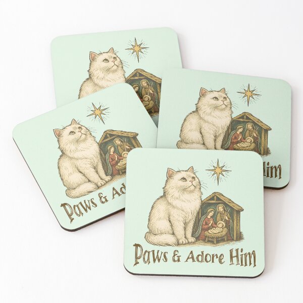 Item preview, Persian Cat Christian Christmas Paws and Adore Him designed and sold by Sachie's Studio.