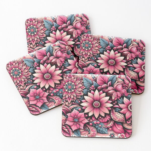 Item preview, Pink Teal Floral Scrollwork designed and sold by Apex Designs.