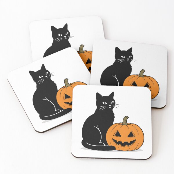Item preview, Black Cat with Halloween Pumpkin - Halloween Design designed and sold by SimpleLinesCo.