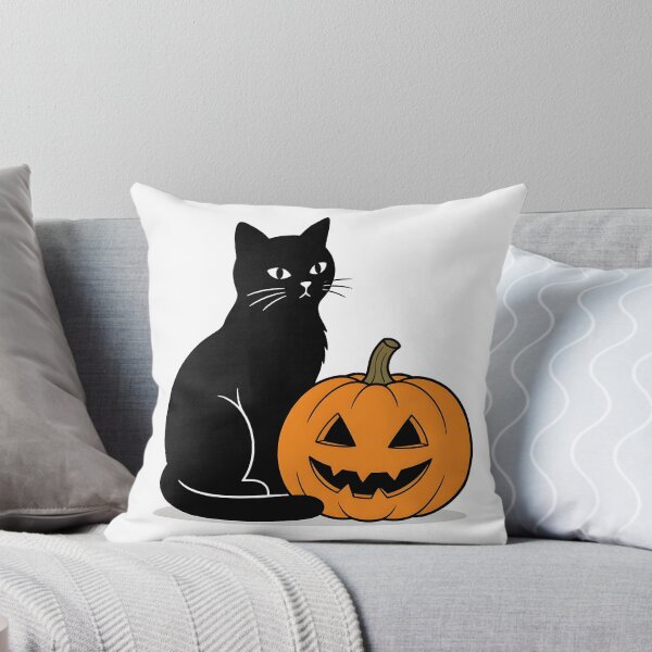 Item preview, Black Cat with Halloween Pumpkin - Halloween Design designed and sold by SimpleLinesCo.