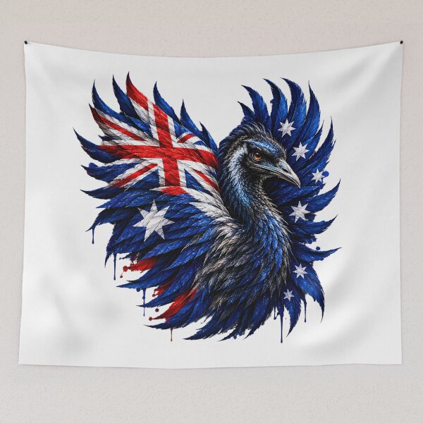 Item preview, Patriotic Australian Emu – Australia Flag Blue Red & White Bird Art designed and sold by Graffiti Magic.