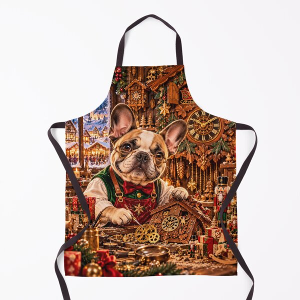 Item preview, Christmas Frenchie Clockmaker – Magical Black Forest Bulldog Art designed and sold by cipoprimo.