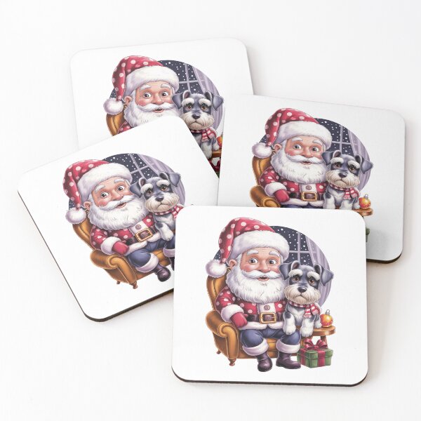 Item preview, Christmas Santa Claus With Schnauzer Dog – Cute Holiday Puppy Art designed and sold by jkrphoto.