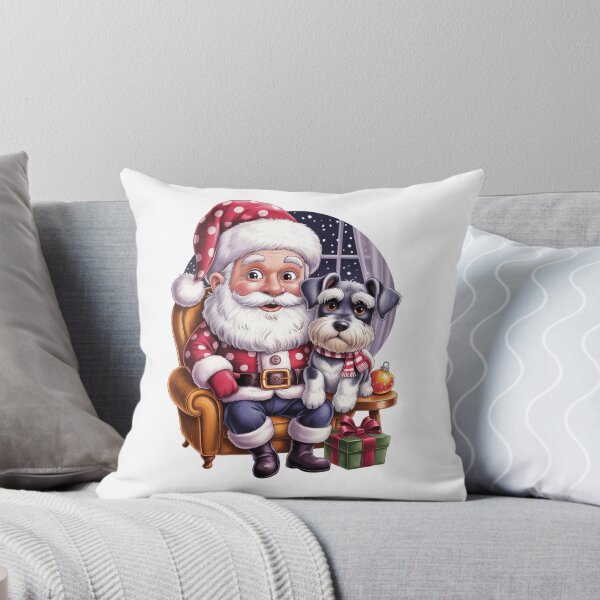 Item preview, Christmas Santa Claus With Schnauzer Dog – Cute Holiday Puppy Art designed and sold by jkrphoto.