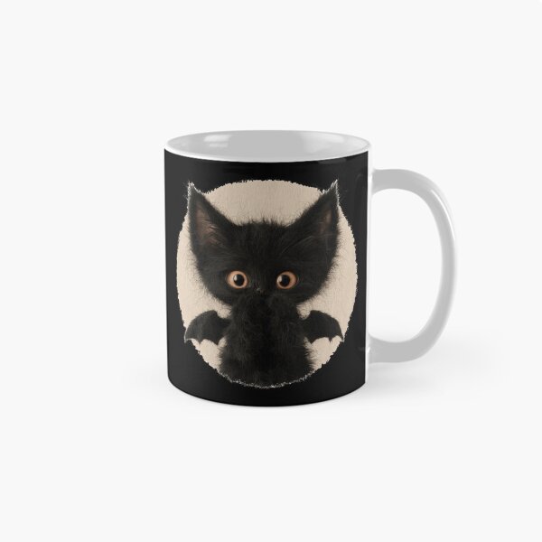Item preview, Fluffy Black Bat Cat with Glowing Eyes – Cute Fuzzy Halloween Sticker designed and sold by Audra-studio.