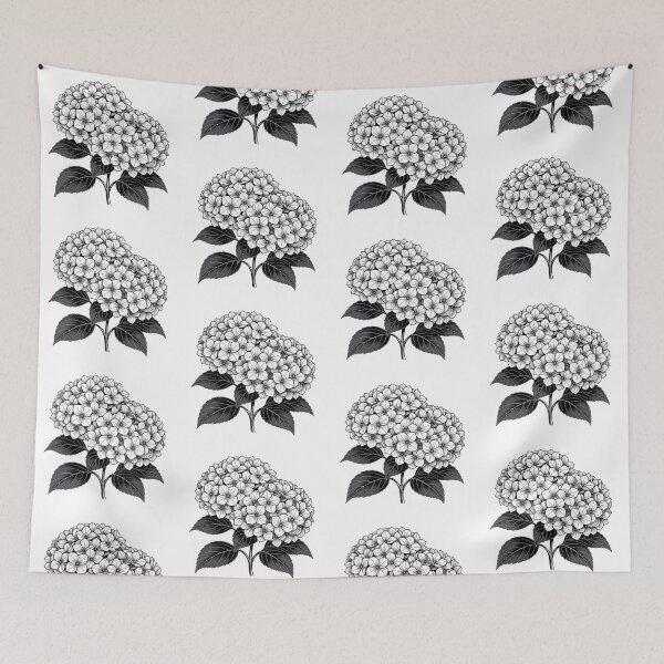 Item preview, Black and white hydrangea designed and sold by PrintLabStudio.