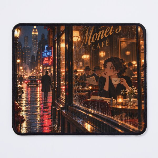 Item preview, 1950s New York Rainy Night Café Illustration designed and sold by DeDinchi.