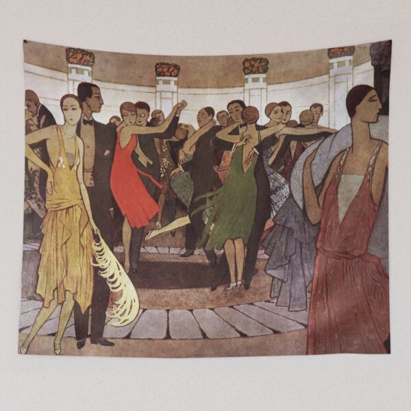 Item preview, Vintage Paris Nightlife Wall Art, Montmartre Dance Hall Painting, Manuel Horatii Art Deco Print designed and sold by RickE.