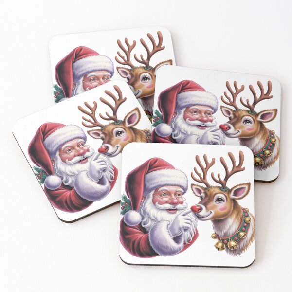 Item preview, Santa Claus And Red Nosed Reindeer – Cute Christmas Holiday Art designed and sold by jkrphoto.