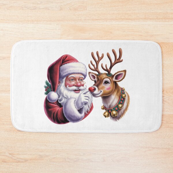 Item preview, Santa Claus And Red Nosed Reindeer – Cute Christmas Holiday Art designed and sold by jkrphoto.