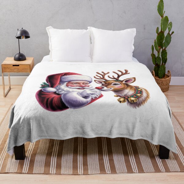 Item preview, Santa Claus And Red Nosed Reindeer – Cute Christmas Holiday Art designed and sold by jkrphoto.