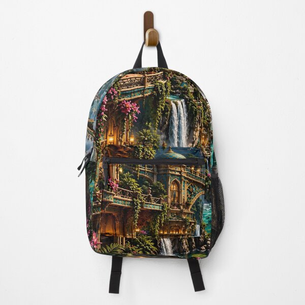 Item preview, Enchanted Turquoise Waterfall City – Luxury Fantasy Tropical Paradise designed and sold by IRON SIREN.