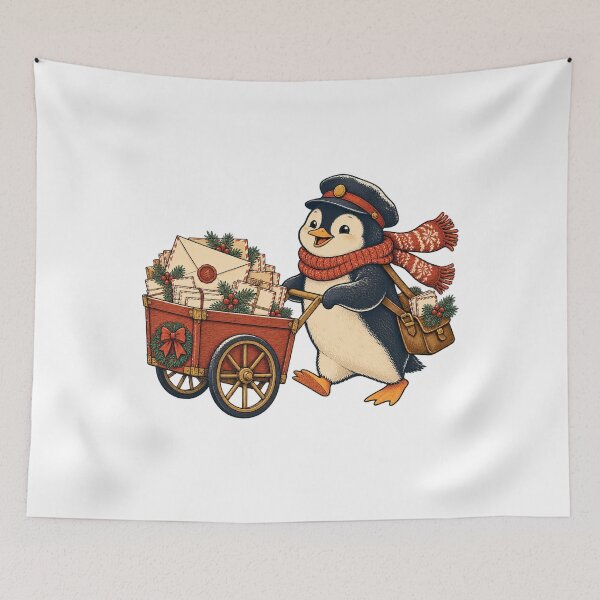 Item preview, Vintage Christmas Penguin Postman with Mail Cart designed and sold by AMICO77.