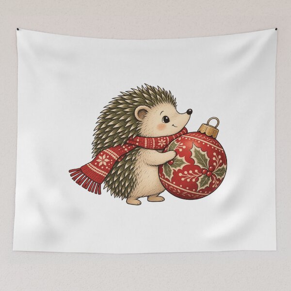 Item preview, Christmas Hedgehog Holding a Giant Ornament designed and sold by AMICO77.