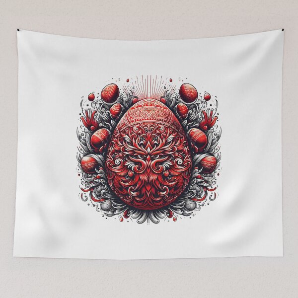 Item preview, Crimson Decorated Egg Folk Illustration designed and sold by Apex Designs.
