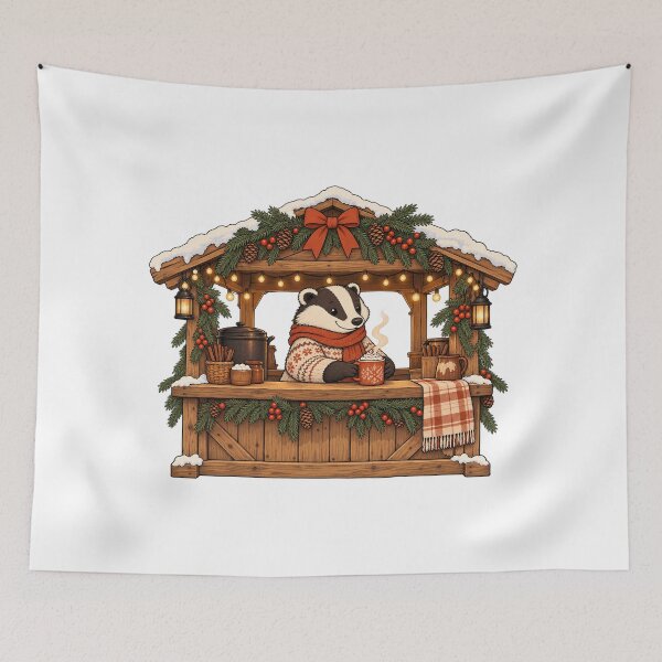 Item preview, Vintage Badger Christmas Cocoa Stall designed and sold by AMICO77.