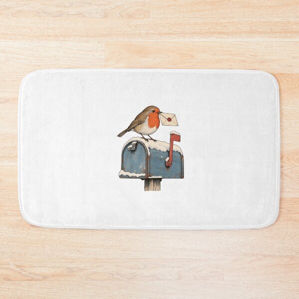 Item preview, Winter Robin Delivering a Letter on a Snowy Mailbox designed and sold by AMICO77.
