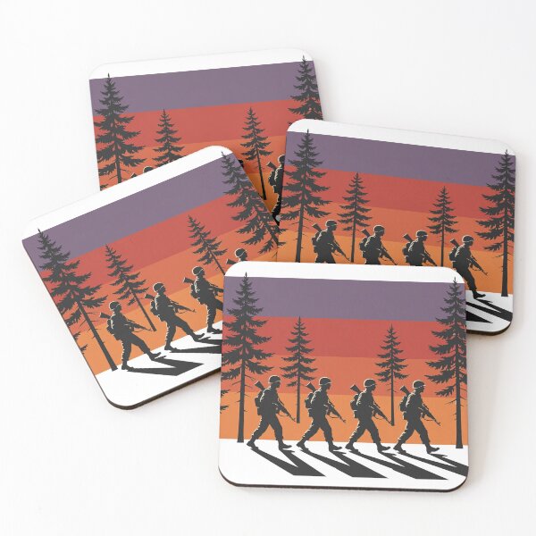 Item preview, Patrol at Dusk — Soldiers Silhouette Sunset Stripe designed and sold by Run It Up Supply.
