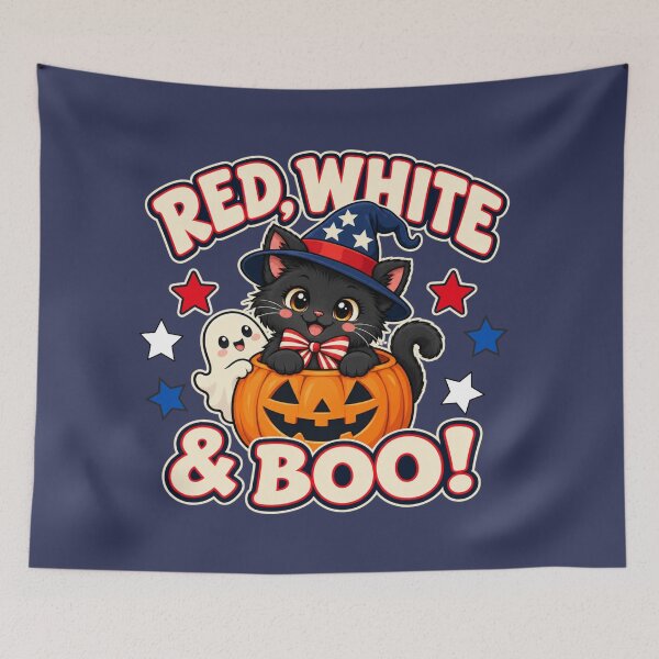 Item preview, Red White and Boo Patriotic Halloween Cat designed and sold by HANG ON STUDIO .