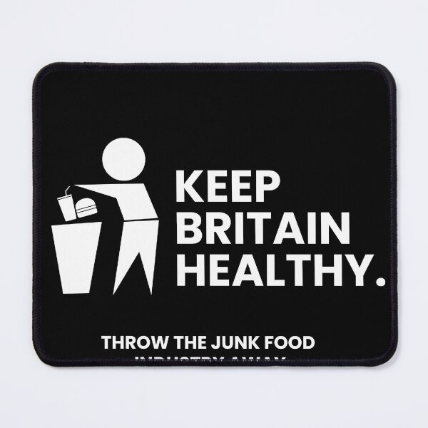 Item preview, Keep Britain Healthy Sticker | Throw the Junk Food Industry Away | Anti Junk Food Satire Vinyl Sticker designed and sold by Cynic Ink.