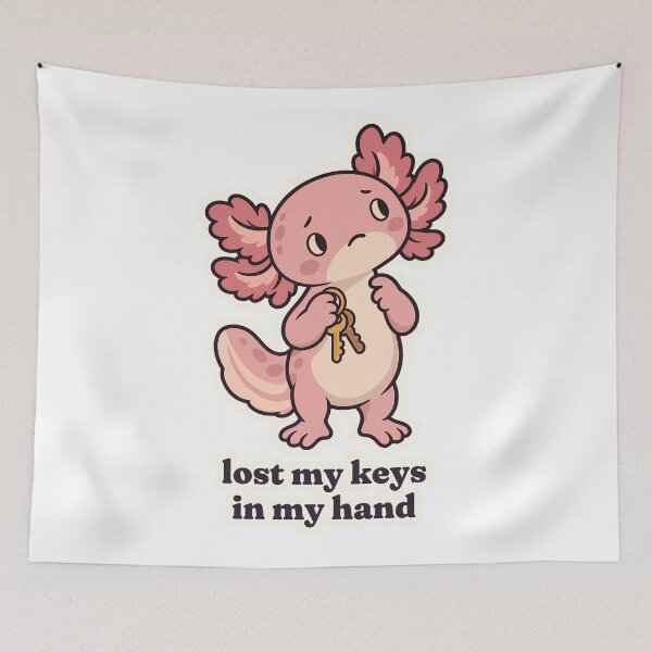Item preview, Forgetful Axolotl Lost Keys in Hand ADHD Humor designed and sold by OuqCreations.