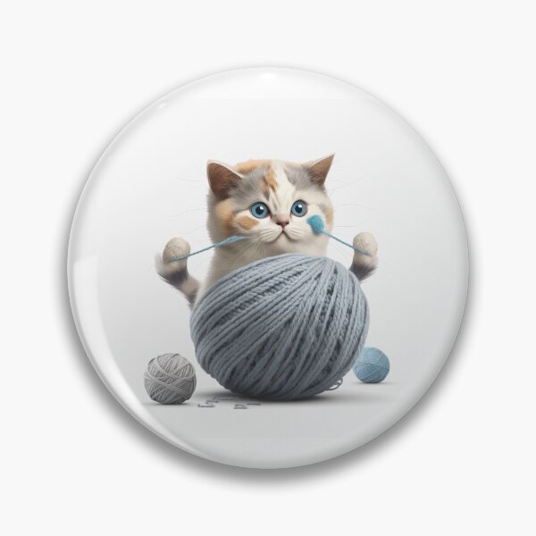 Item preview, Cream Kitten with Gray Yarn Ball designed and sold by Apex Designs.