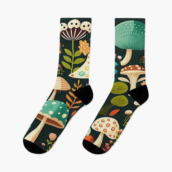 Item preview, Dark Woodland Mushroom Garden Retro Botanical designed and sold by Apex Designs.