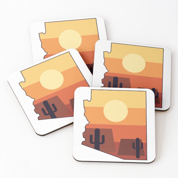Item preview, Arizona Desert Sun — Saguaro and Red Rock State Outline designed and sold by Run It Up Supply.