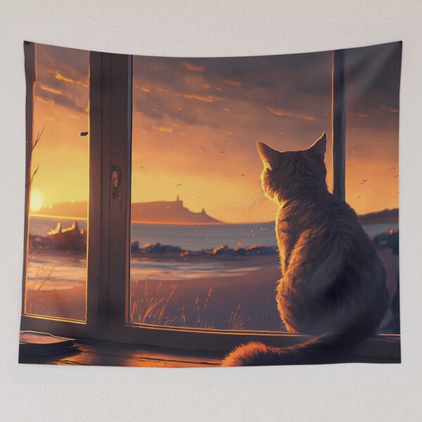 Item preview, Cat Watching Sunset Through a Window designed and sold by Apex Designs.