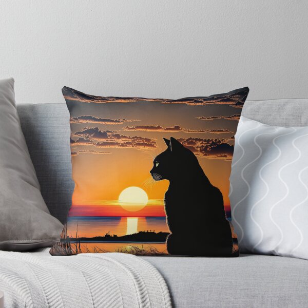 Item preview, Black Cat Watching an Ocean Sunset designed and sold by Apex Designs.