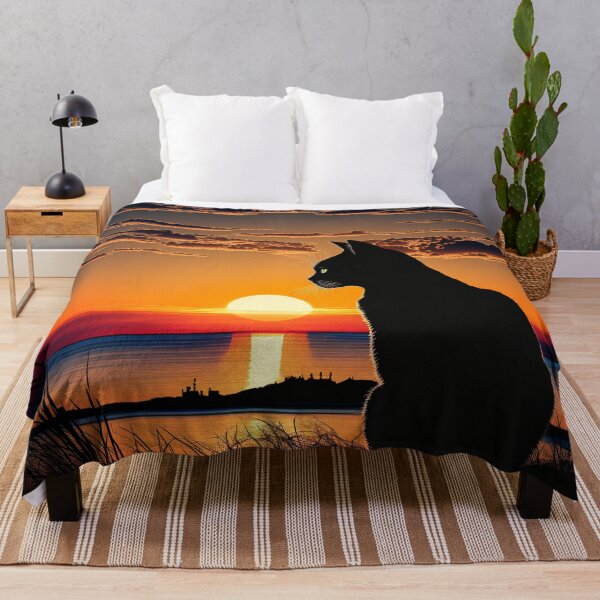 Item preview, Black Cat Watching an Ocean Sunset designed and sold by Apex Designs.