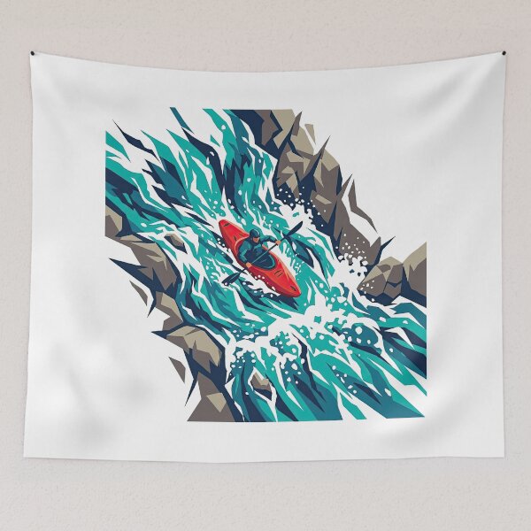 Item preview, Red Kayak Navigating Whitewater Rapids designed and sold by Rahat3344.